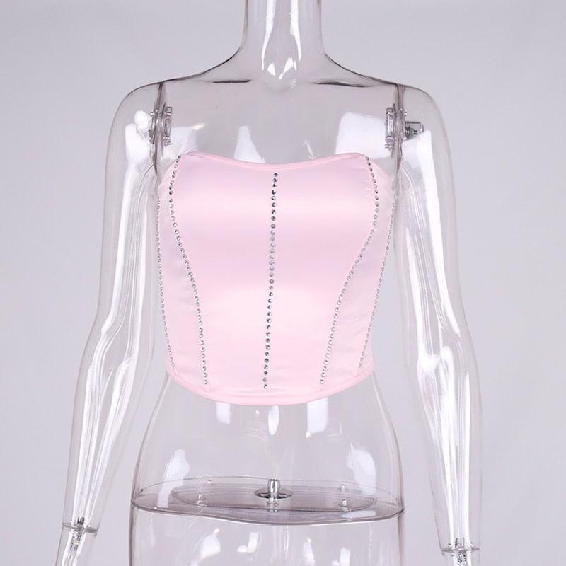 Valentine Embellished Rhinestone Strapless Corset Top