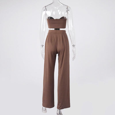 Kathleen Strapless Top & Wide Pants Set