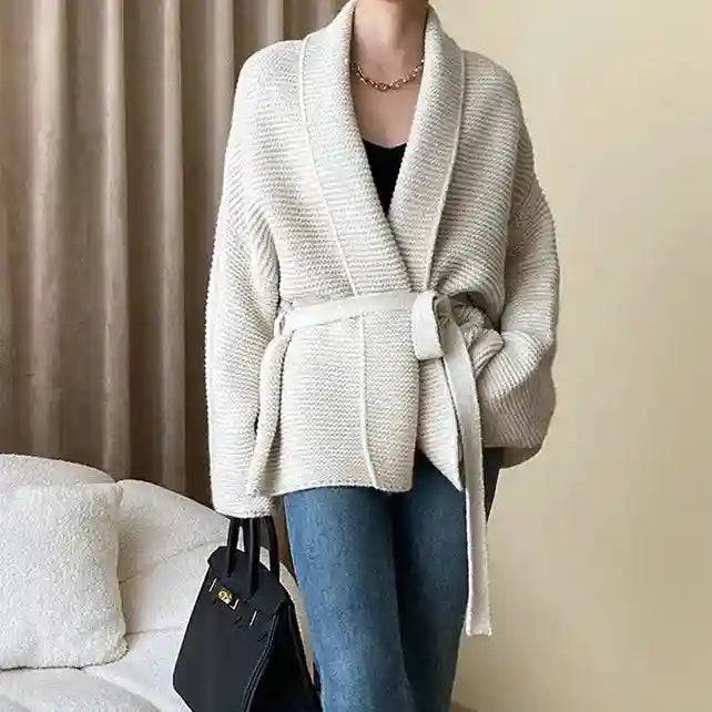 Paulina Long Sleeve Tie Wrap Knit Cardigan - Hot fashionista