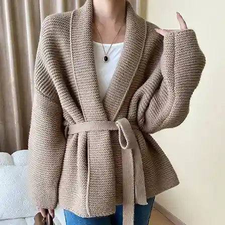 Paulina Long Sleeve Tie Wrap Knit Cardigan - Hot fashionista