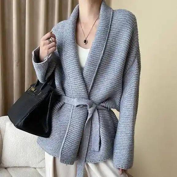 Paulina Long Sleeve Tie Wrap Knit Cardigan - Hot fashionista