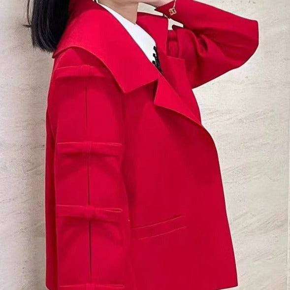 Poppy Long Sleeve Bow-detail Cropped Jacket - Hot fashionista