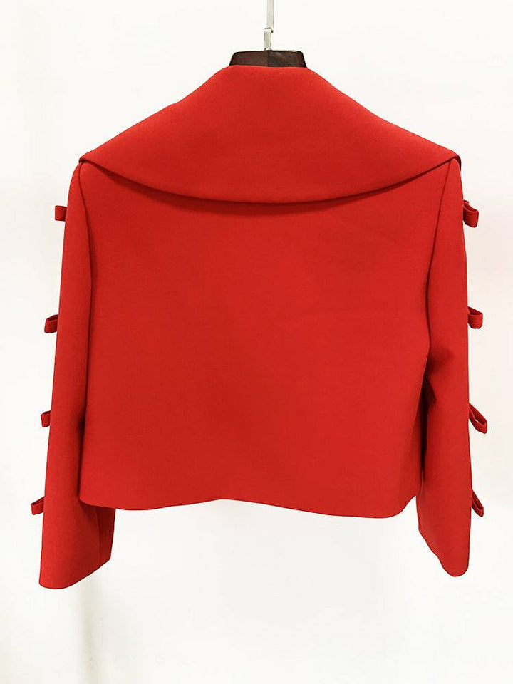 Poppy Long Sleeve Bow-detail Cropped Jacket - Hot fashionista