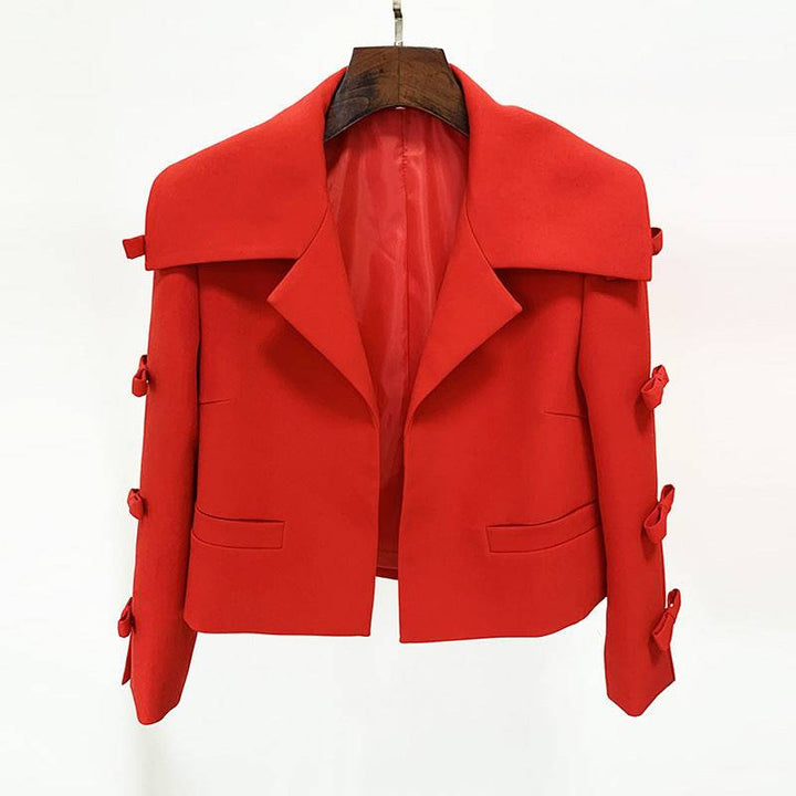 Poppy Long Sleeve Bow-detail Cropped Jacket - Hot fashionista