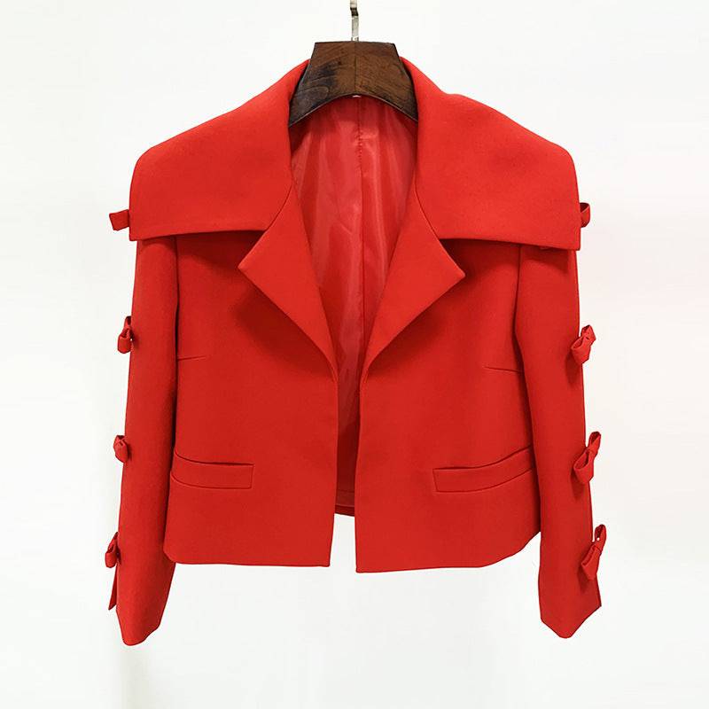 Poppy Long Sleeve Bow-detail Cropped Jacket