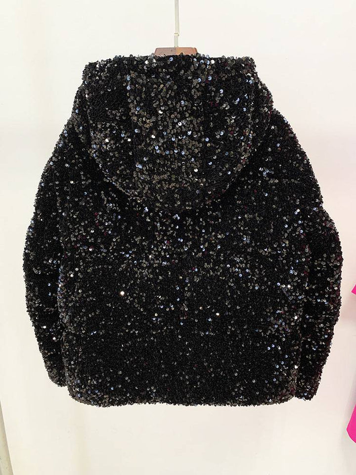 Kamilah Long Sleeve Zip Up Sequins Jacket - Hot fashionista