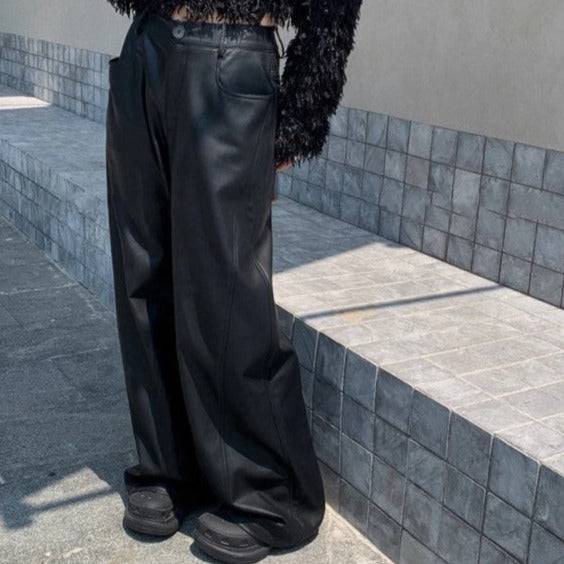 Pauline High Waist Leather Baggy Trousers - Hot fashionista