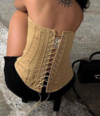 Top corset en denim à lacets Sandy