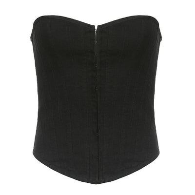 Top corset en denim à lacets Sandy