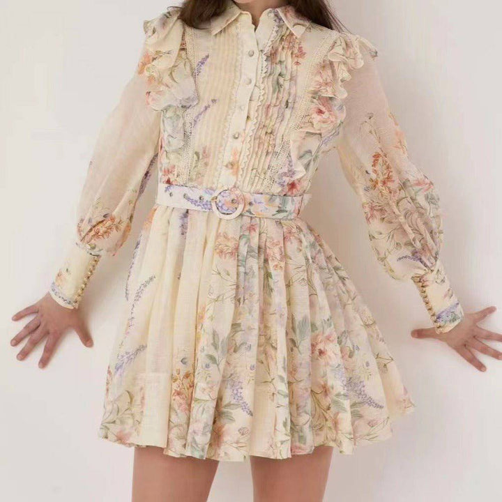 Moxie Long Sleeve Pleated Hem Floral Mini Dress - Hot fashionista