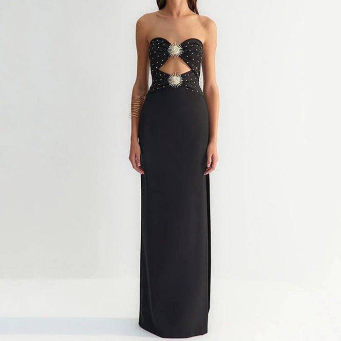 Briar Strapless Jewel Decor High Slit Maxi Dress - Hot fashionista