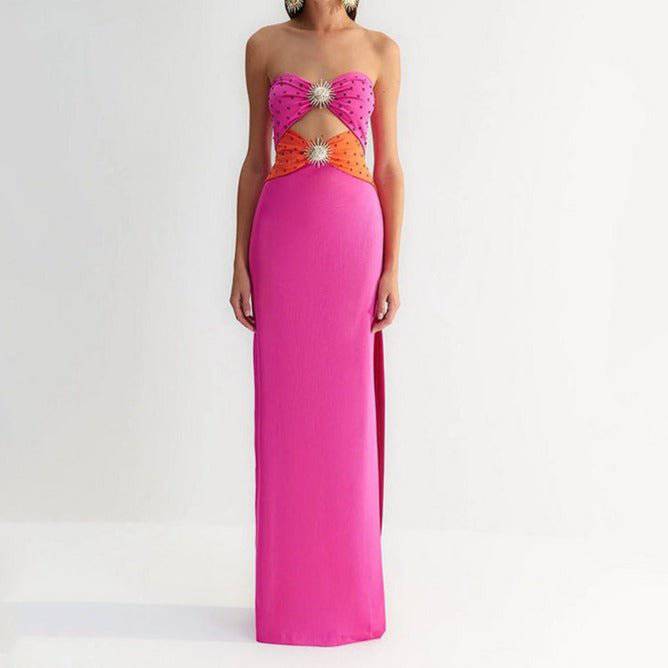 Briar Strapless Jewel Decor High Slit Maxi Dress - Hot fashionista