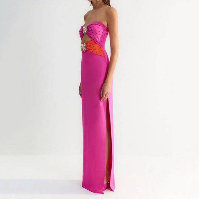 Briar Strapless Jewel Decor High Slit Maxi Dress - Hot fashionista