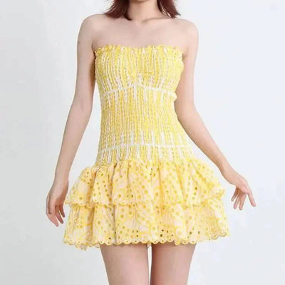 yellow mini dress www.hotfashionista.com