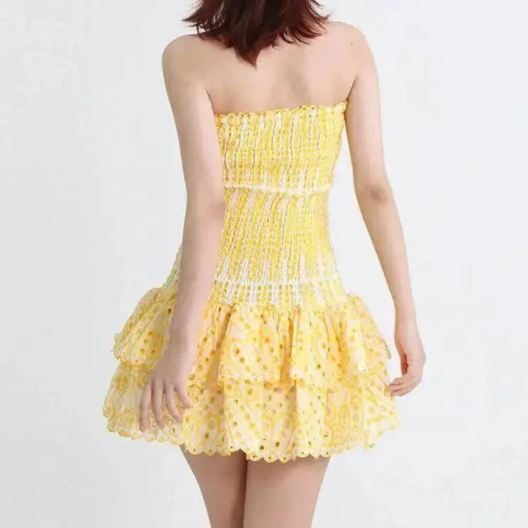 yellow mini dress www.hotfashionista.com