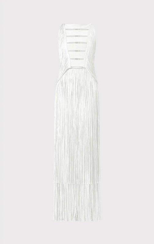 Fannie Sleeveless Sexy Fringed Hem Midi Dress