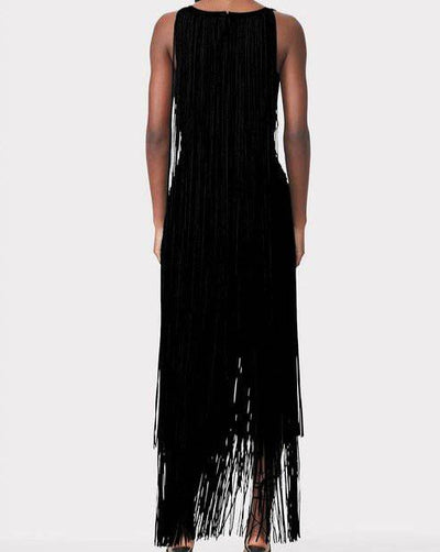 Fannie Sleeveless Sexy Fringed Hem Midi Dress