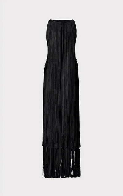 Fannie Sleeveless Sexy Fringed Hem Midi Dress