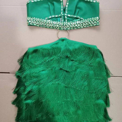 Robe courte à franges découpées en strass Hansel 