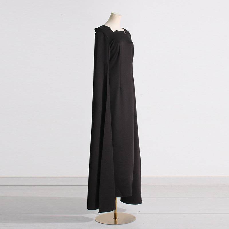 Shanon Cloak Sleeve Pointed Collar Green Maxi Dress - Hot fashionista