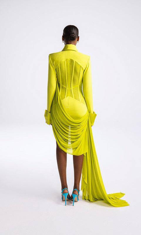 Haile Solid Plunge V Irregular Drape Dress - Hot fashionista