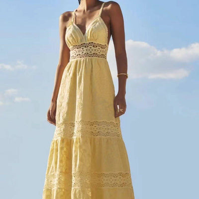 Ruthie Spaghetti Strap Embroidered Maxi Dress