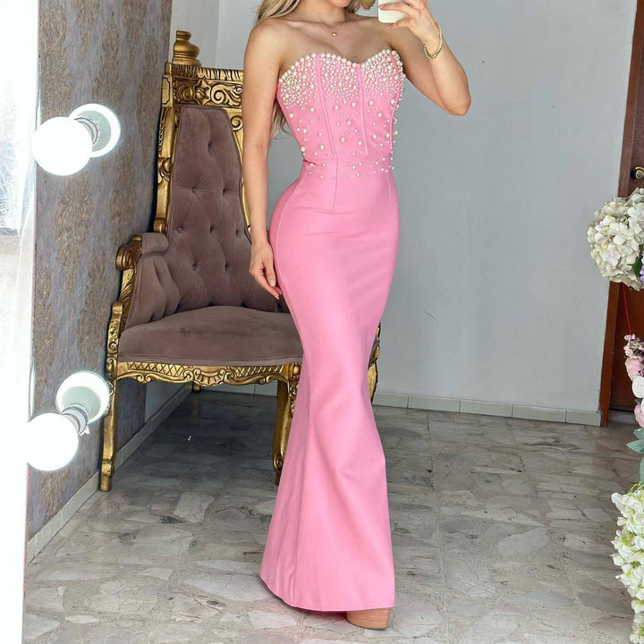 Blanche Strapless Pearls Maxi Dress - Hot fashionista