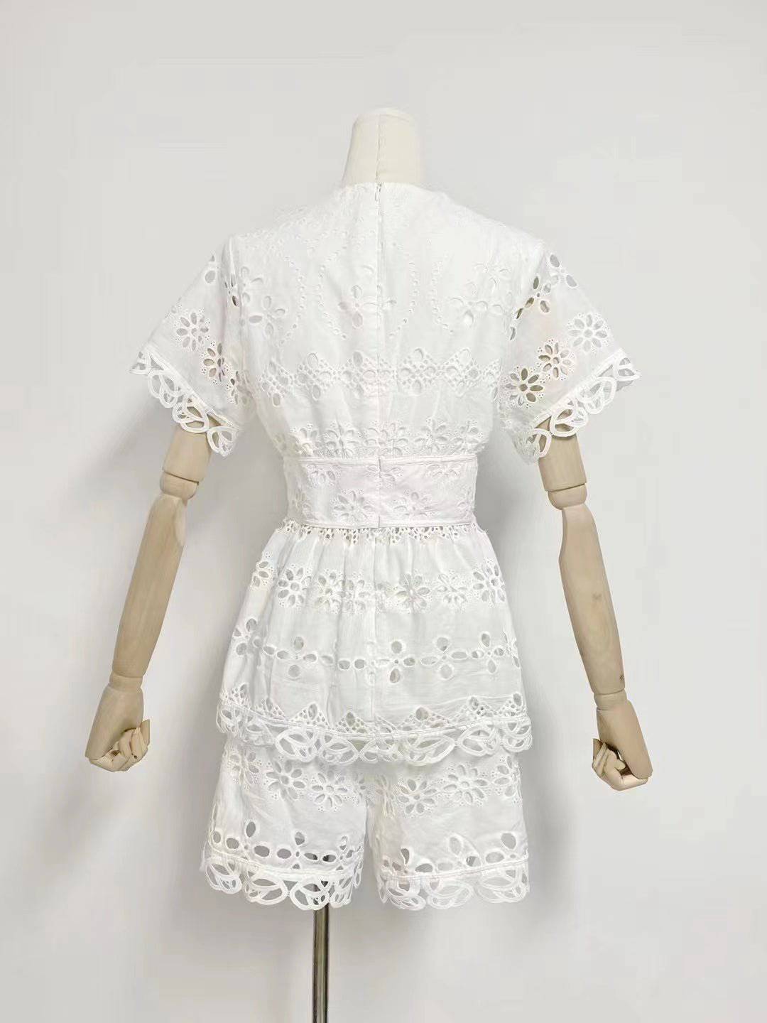 Ramona Short Sleeve V Neck Layered Lace Mini Dress - Hot fashionista