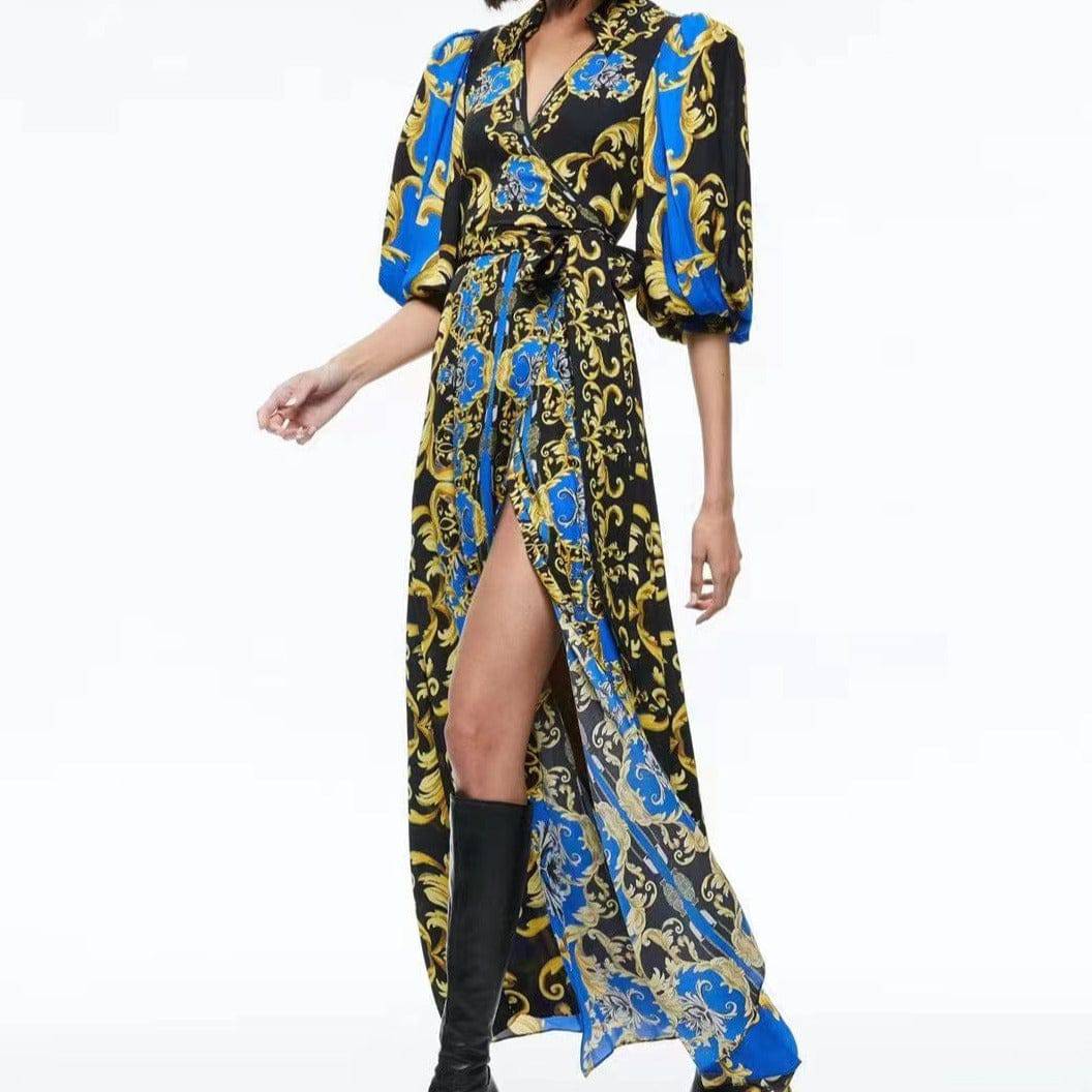 Camira Bold Print Wrap Maxi Shirt Dress - Hot fashionista