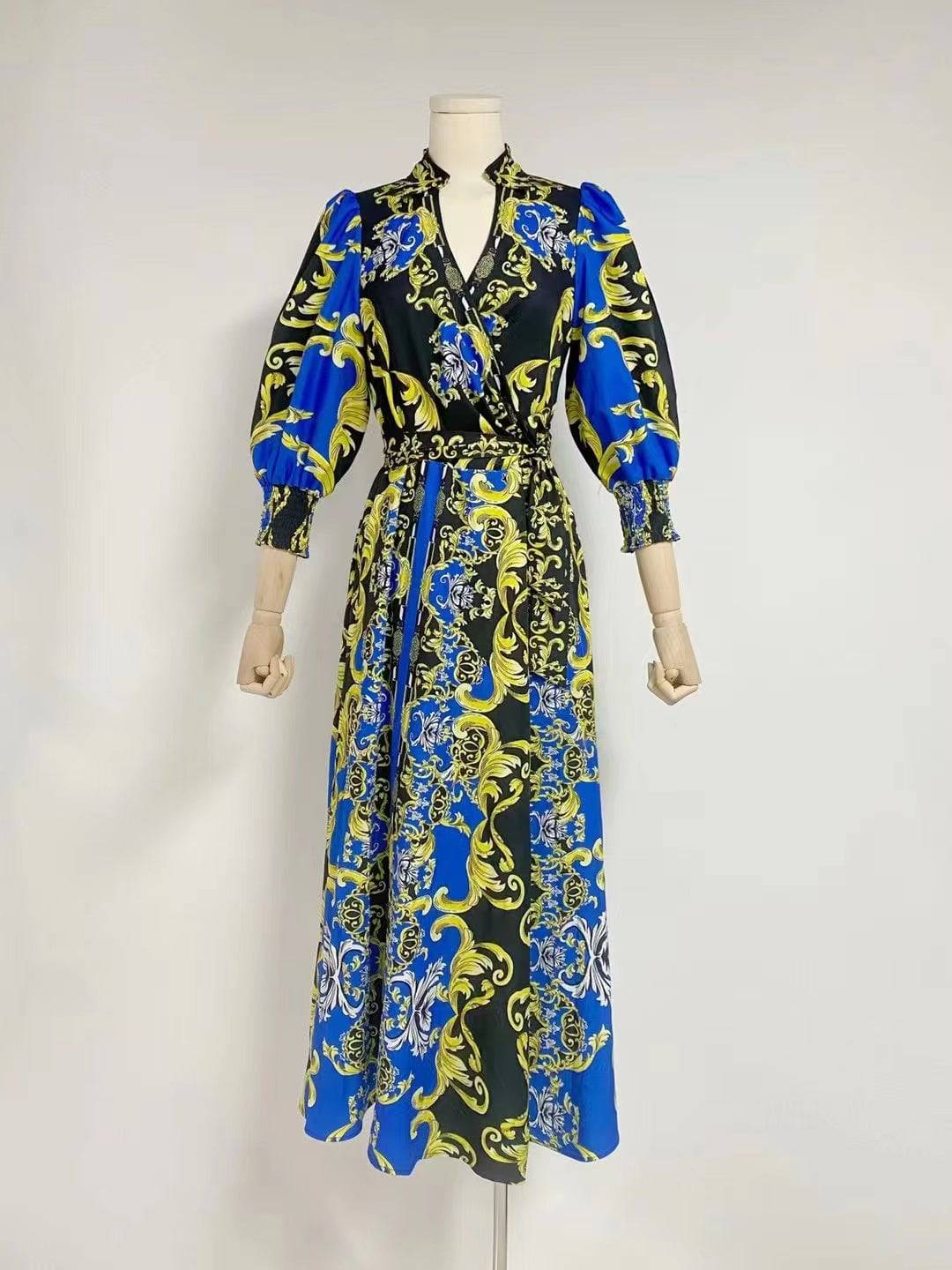 Camira Bold Print Wrap Maxi Shirt Dress