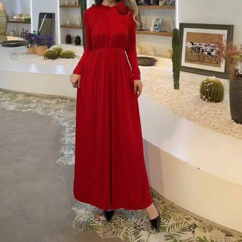 Joan Long Sleeve Floral Embellished Side Slit Maxi Dress - Hot fashionista