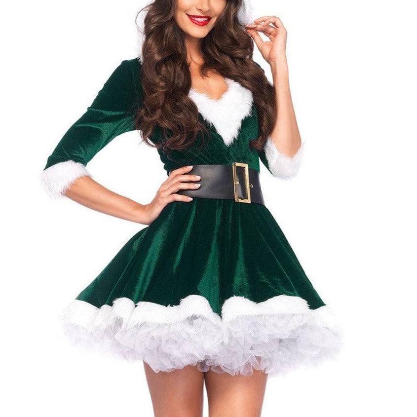 Nettie Half Sleeve Belted Christmas Costume Dress - Hot fashionista