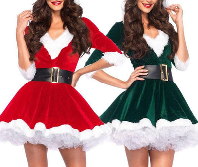 Nettie Half Sleeve Belted Christmas Costume Dress