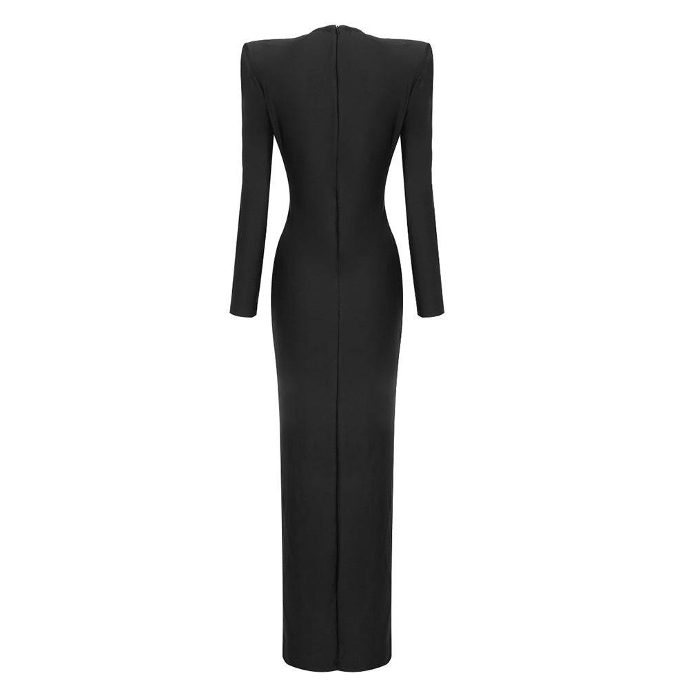 Lakiesha Long Sleeve Deep V Neck Maxi Dress