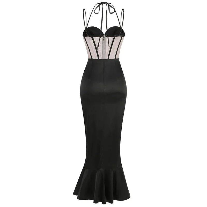 Aljen Satin Corset Lace Maxi Dress - Hot fashionista