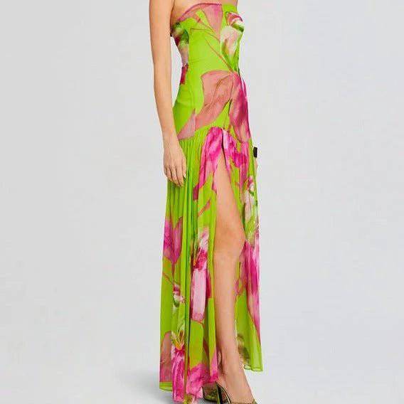 Alma Strapless Floral Printed Maxi Dress