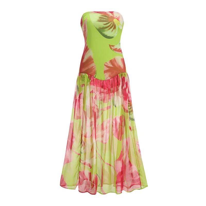 Alma Strapless Floral Printed Maxi Dress - Hot fashionista