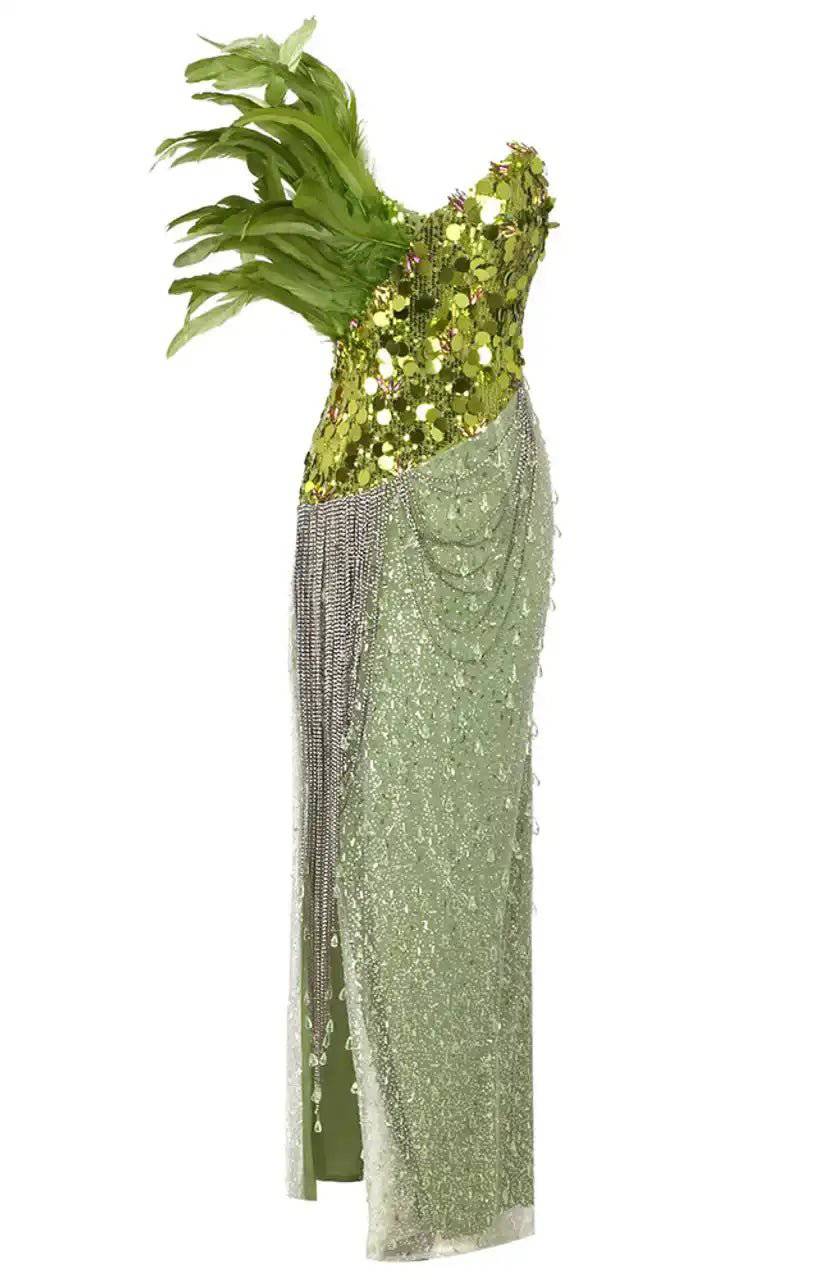 Avonlea Strapless Feather Sequin Maxi Dress - Hot fashionista