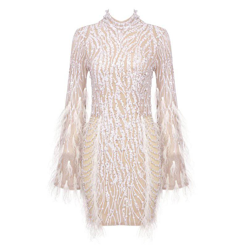 Bailey Feather Sleeve Sequined Mini Dress - Hot fashionista