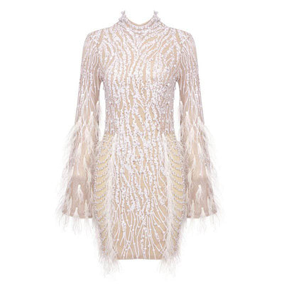 Bailey Feather Sleeve Sequined Mini Dress