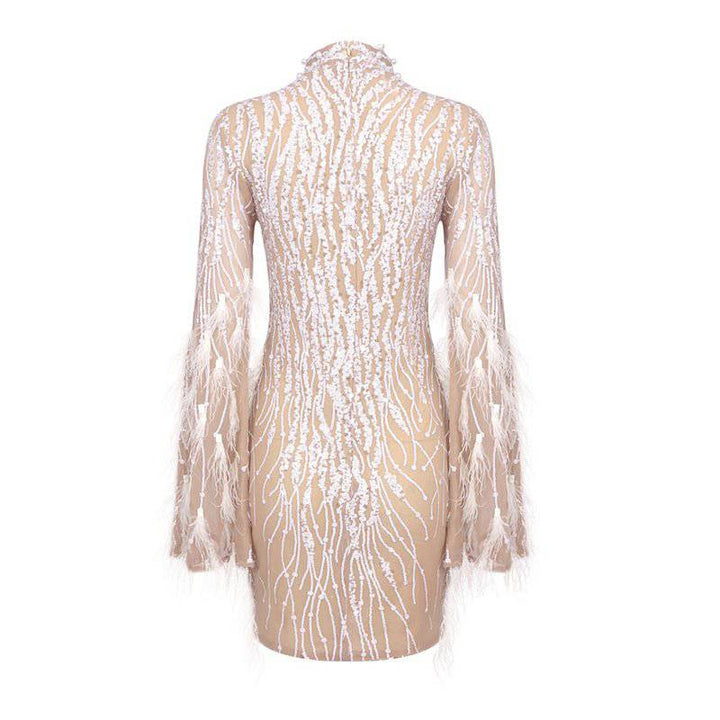 Bailey Feather Sleeve Sequined Mini Dress - Hot fashionista