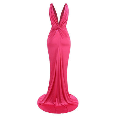 Beatrice Pink V-Neck Maxi Dress