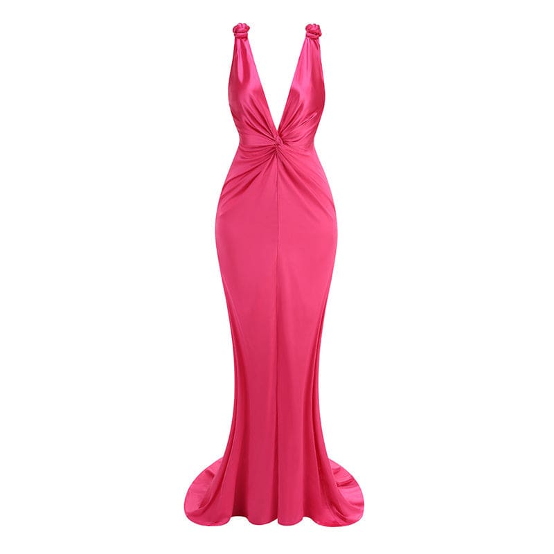 Beatrice Pink V-Neck Maxi Dress