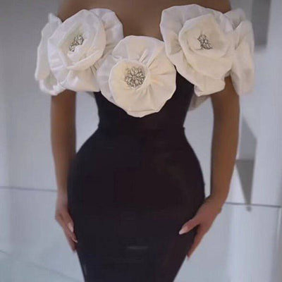 Robe longue bustier à ornements floraux Belle