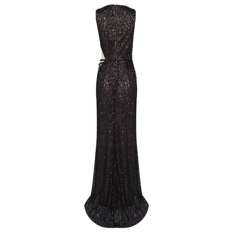 Robe longue sans manches ornée de sequins Bernadette