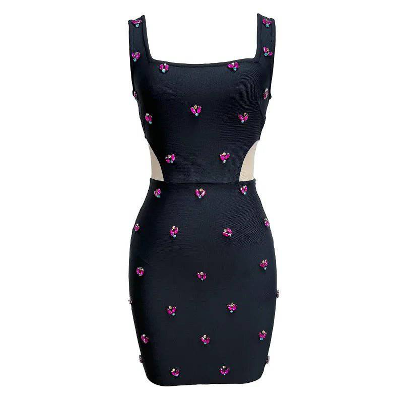 Vestido mini negro calado Betsy 