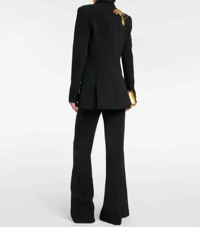 Dolly Embellished Blazer & Flared Pants Set