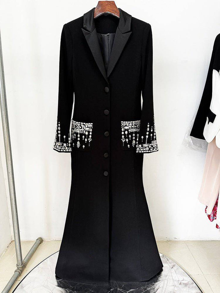 Emmylou Long Sleeve Rhinestone Embellished Blazer Maxi Dress - Hot fashionista