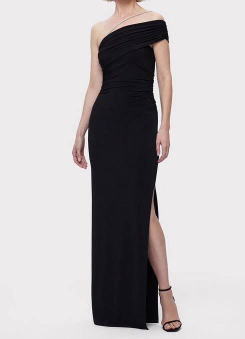 Freda Crystal Trim One-shoulder Slit Maxi Dress - Hot fashionista