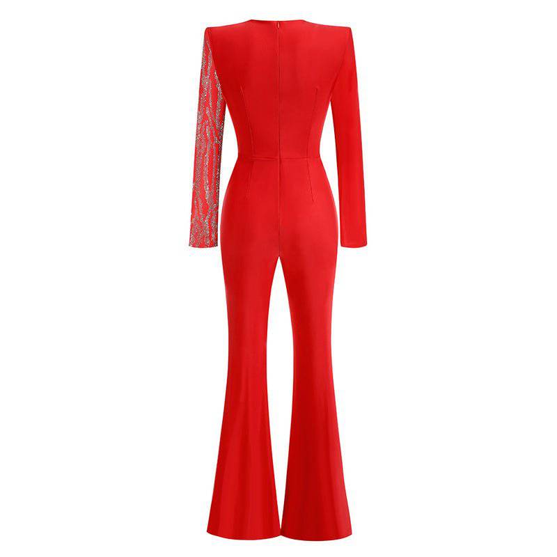 Sheila Long Sleeves Rhinestone Jumpsuit - Hot fashionista